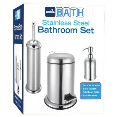 Set de 3 accesorios para baño de Acero inoxidable MARCA EUROHOME