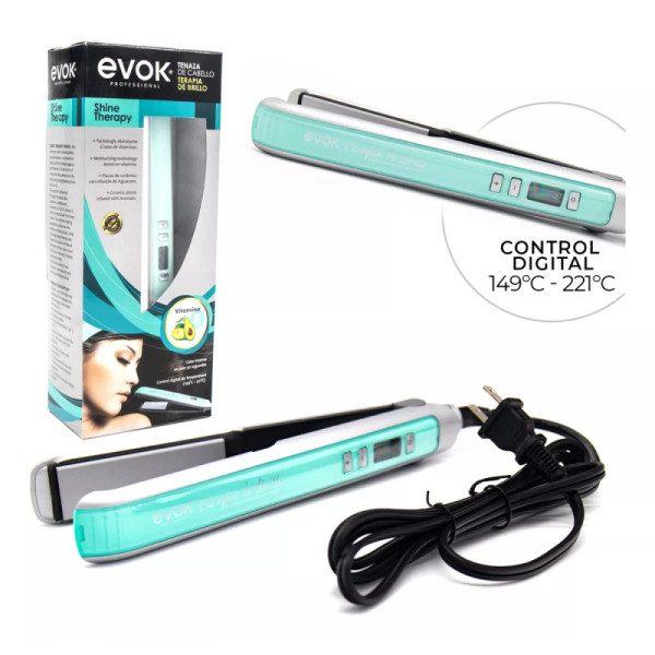 Plancha shine therapy para cabello de 1" MARCA EVOK