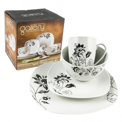Vajilla cuadrada de 16 piezas Blanca con diseño MARCA TABLETOPS GALLERY Vajilla cuadrada de 16 piezas Blanca con diseño MARCA TABLETOPS GALLERY