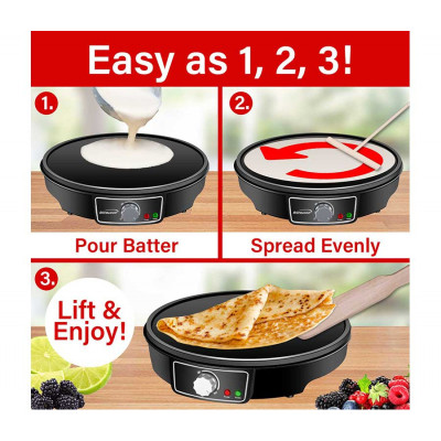 Máquina eléctrica para crepas, Panqueques y espátula MARCA BRENTWOOD Máquina eléctrica para crepas, Panqueques y espátula MARCA BRENTWOOD