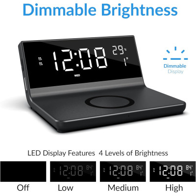 Reloj despertador dual con cargador inalámbrico, reloj inteligente MARCA SUPERSONIC Reloj despertador dual con cargador inalámbrico, reloj inteligente MARCA SUPERSONIC