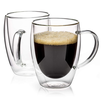 Set de 2 vasos para café de doble pared de 12 Onz de café térmicas MARCA BENE CASA Set de 2 vasos para café de doble pared de 12 Onz de café térmicas MARCA BENE CASA
