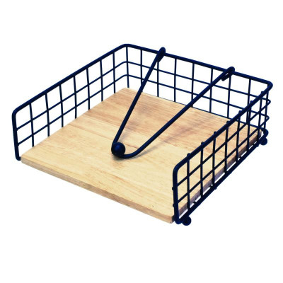 Servilletero de base de madera y parrilla de metal MARCA ELLE Servilletero de base de madera y parrilla de metal MARCA ELLE