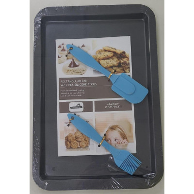 Bandeja para hornear con 1 brocha y 1 espatula de silicon MARCA EUROHOME Bandeja para hornear con 1 brocha y 1 espatula de silicon MARCA EUROHOME