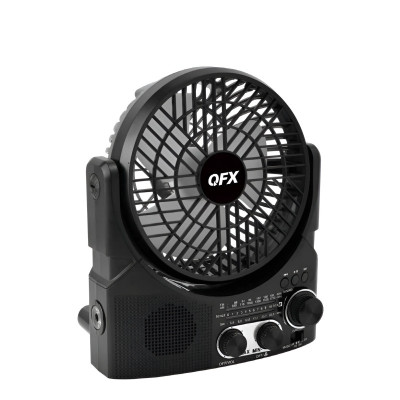 Radio ventilador de 6 pulgadas recargable MARCA QFX Radio ventilador de 6 pulgadas recargable MARCA QFX